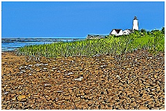Lynde Point Lighthouse at Low Tide - Digital Painting